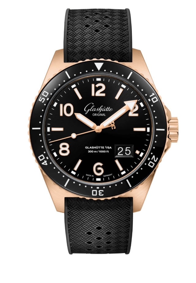 Glashütte Original 1-36-13-03-90-33 : SeaQ Panorama Date Red Gold / Black / Rubber -/ Folding