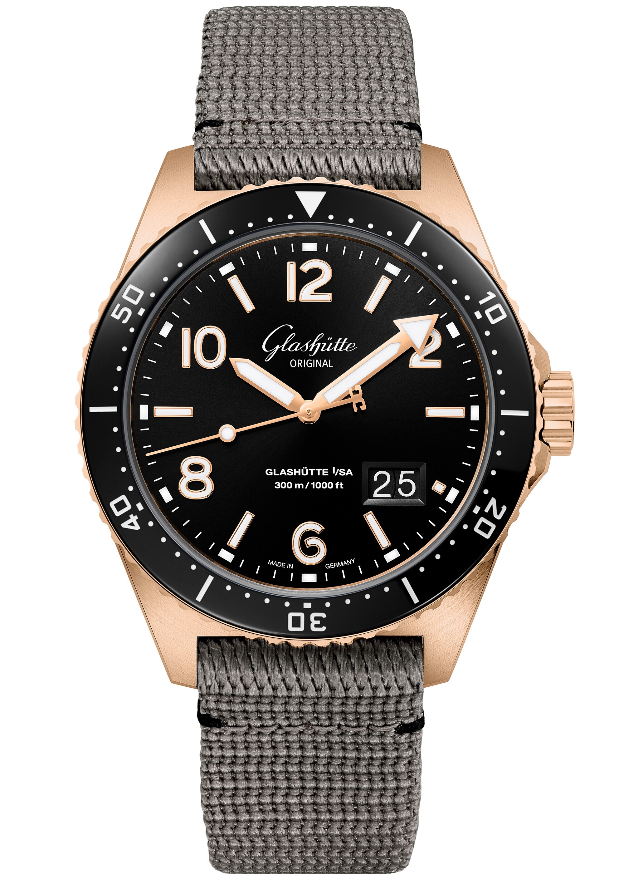 Glashütte Original 1-36-13-03-90-34 : SeaQ Panorama Date Red Gold / Black / Synthetic - Folding