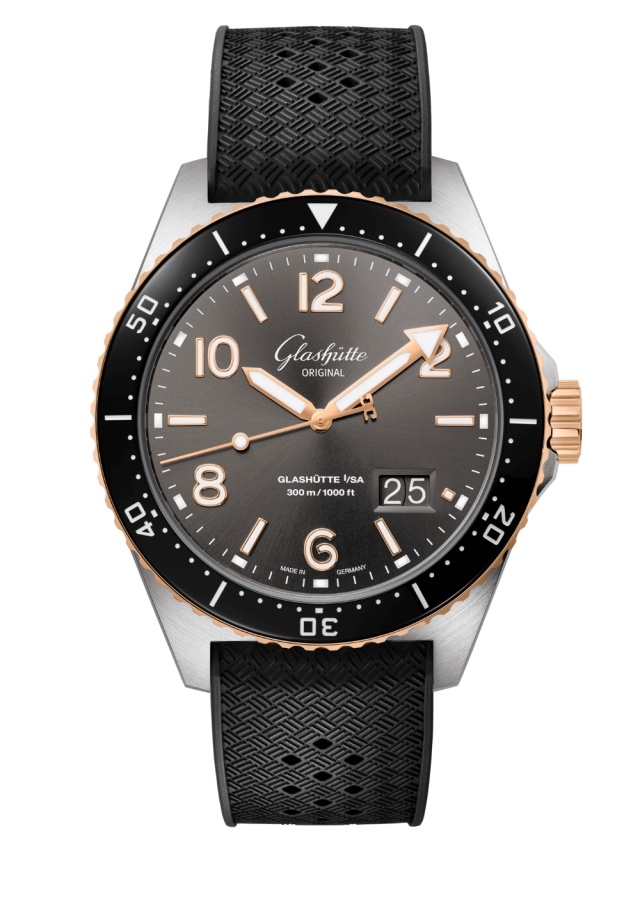 Glashütte Original 1-36-13-04-91-33 : SeaQ Panorama Date Stainless Steel / Red Gold / Grey / Rubber - Folding