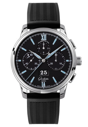 Glashütte Original 1-37-01-03-02-33 : Senator Chronograph Panorama Date Stainless Steel / Black / Rubber - Folding
