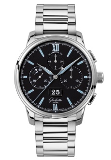 Glashütte Original 1-37-01-03-02-71 : Senator Chronograph Panorama Date Stainless Steel / Black / Bracelet