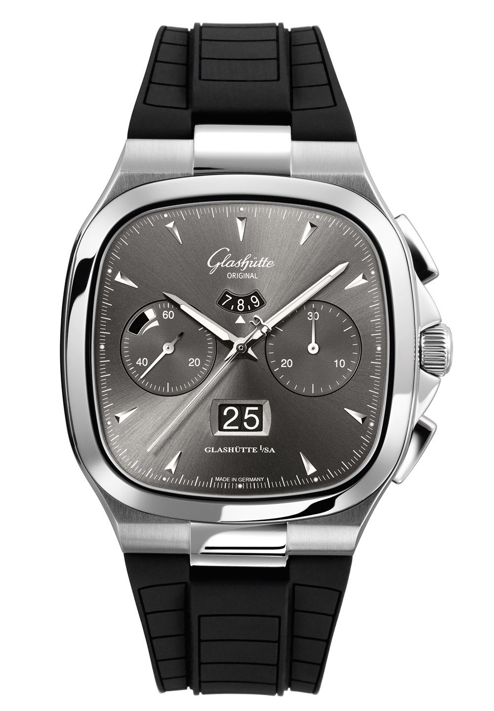 Glashütte Original 1-37-02-01-02-53 : Seventies Chronograph Panorama Date Ruthenium / Rubber / Folding