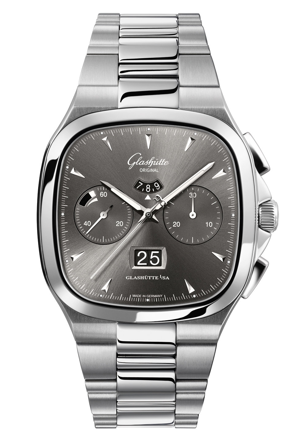 Glashütte Original 1-37-02-01-02-70 : Seventies Chronograph Panorama Date Ruthenium / Bracelet