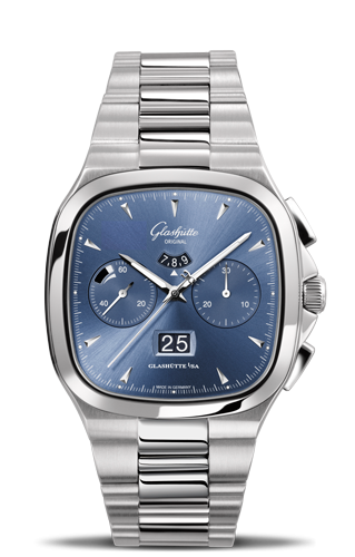 Glashütte Original 1-37-02-03-02-70 : Seventies Chronograph Panorama Date Blue / Bracelet