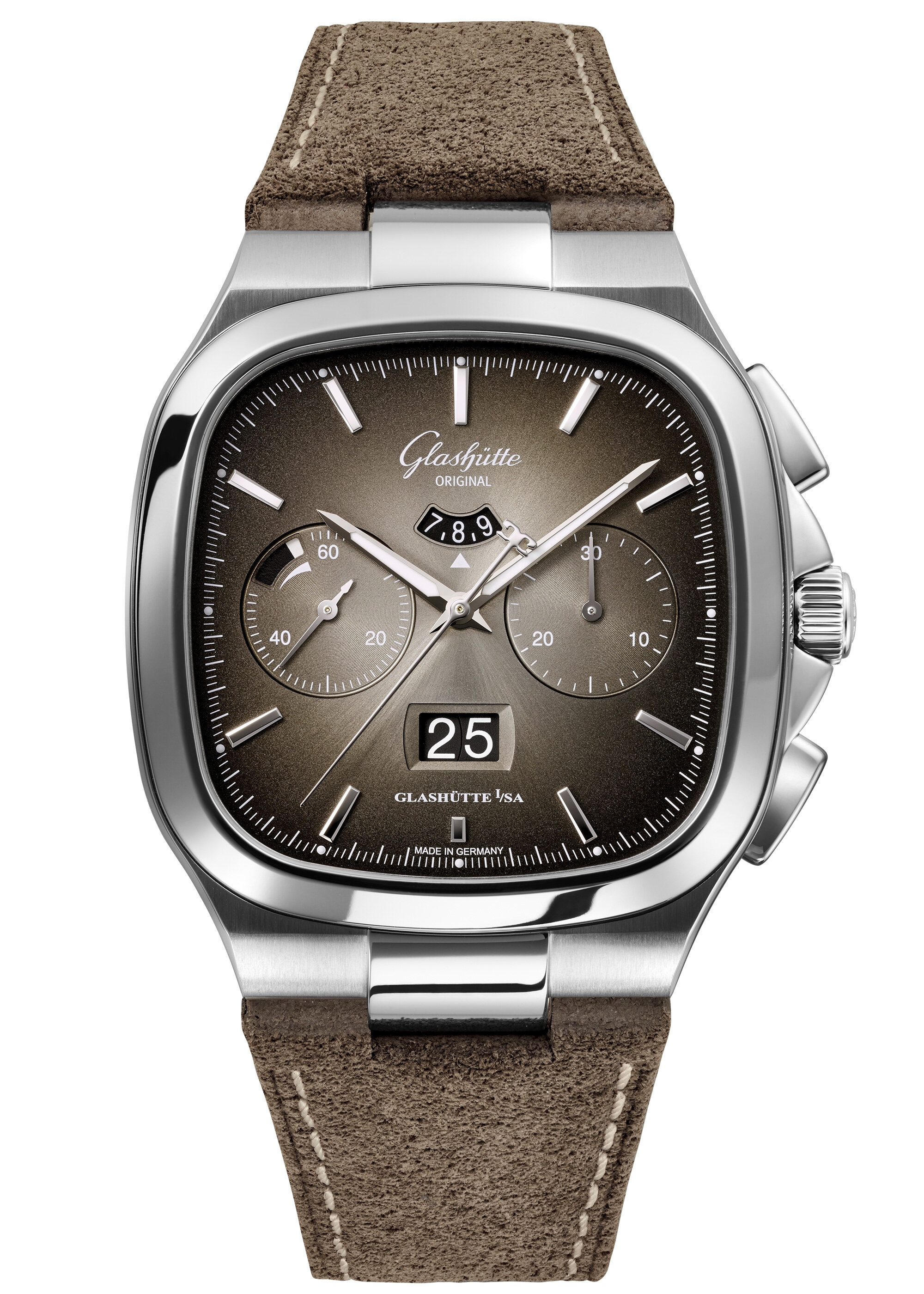 Glashütte Original 1-37-02-05-02-35 : Seventies Chronograph Panorama Date Grey / Nubuck / Folding