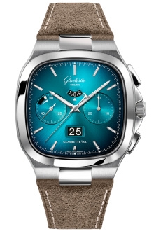 Glashütte Original 1-37-02-06-02-55 : Seventies Chronograph Panorama Date Turquoise / Nubuck / Folding
