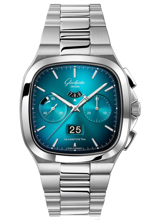 Glashütte Original 1-37-02-06-02-70 : Seventies Chronograph Panorama Date Turquoise / Bracelet