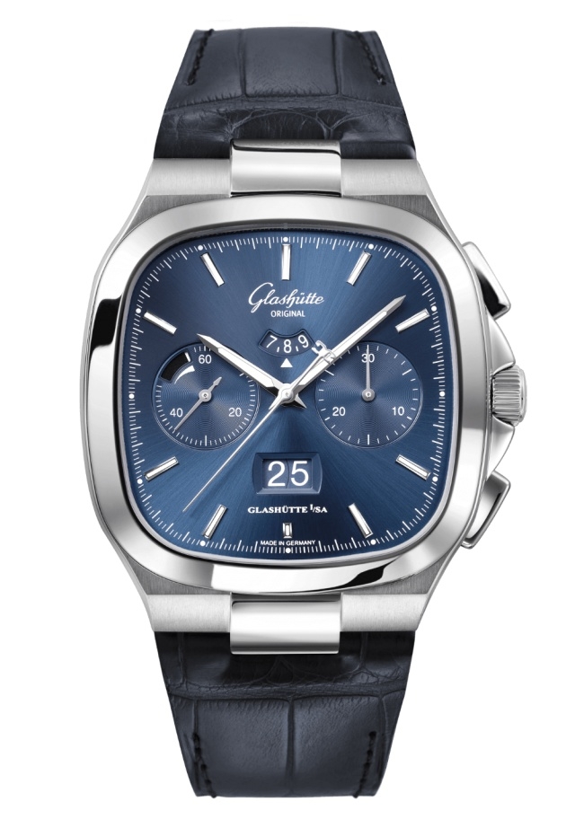 Glashütte Original 1-37-02-08-02-61 : Seventies Chronograph Panorama Date Blue / Alligator - Folding