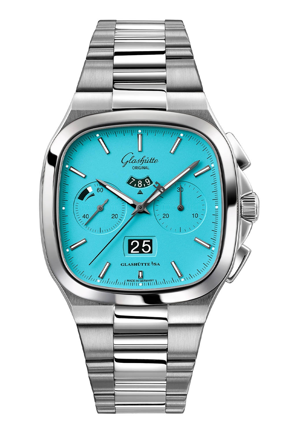 Glashütte Original 1-37-02-10-02-70 : Seventies Chronograph Panorama Date Disco Blue / Bracelet