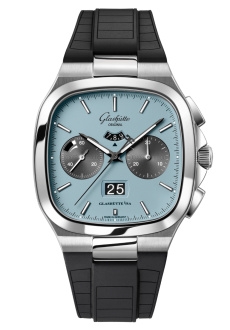 Glashütte Original 1-37-02-13-02-63 : Seventies Chronograph Panorama Date Ocean Breeze/ Rubber