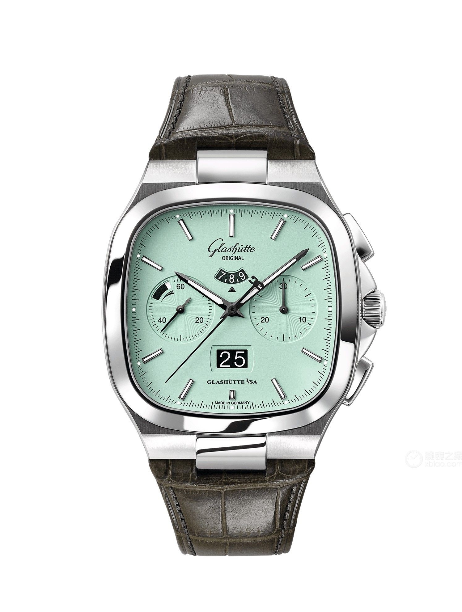 Glashütte Original 1-37-02-15-02-50 : Seventies Chronograph Panorama Date Turquoise / Alligator / Folding