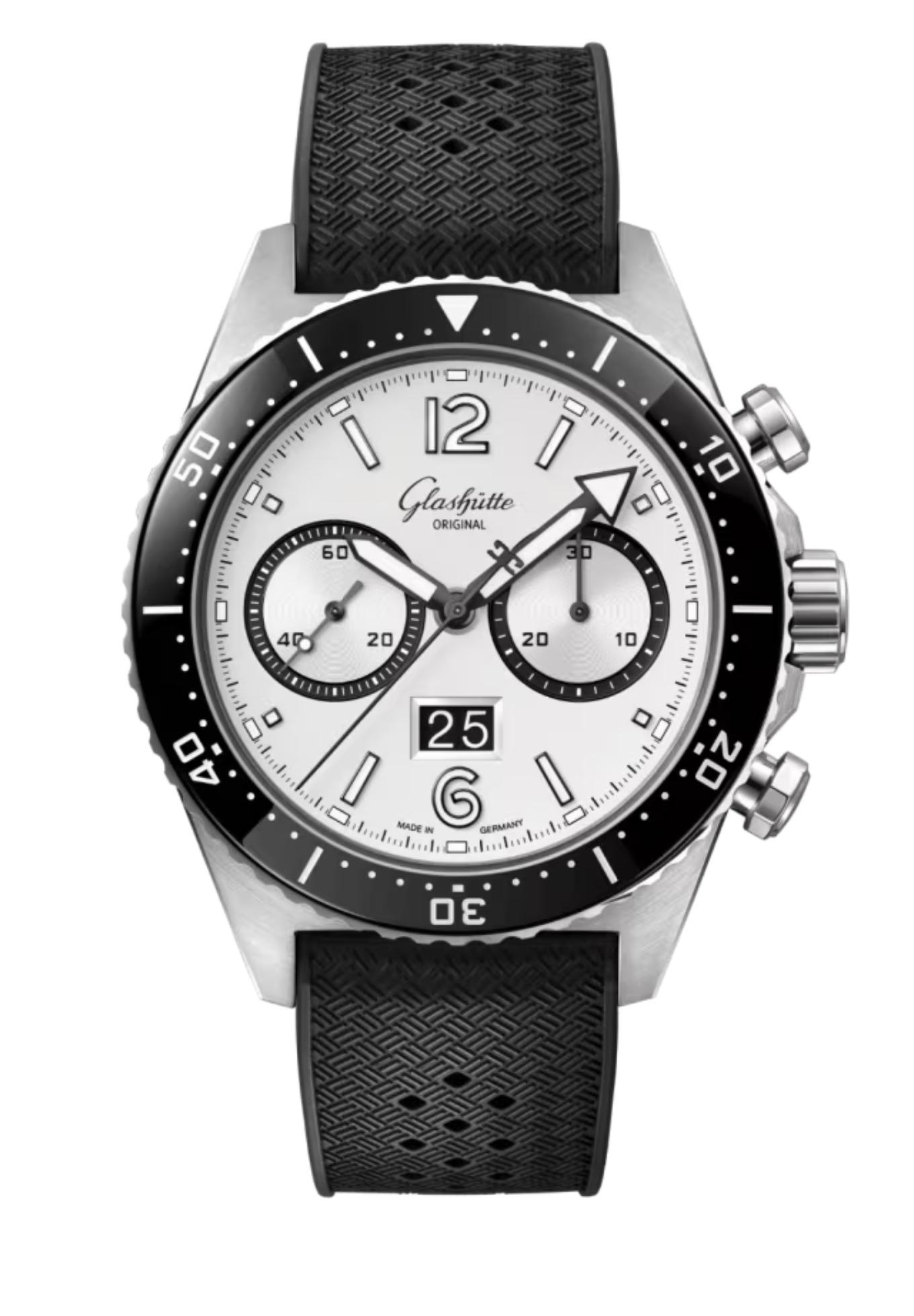 Glashütte Original 1-37-23-03-80-33 : SeaQ Chronograph Stainless Steel / Silver Screen / Rubber - Folding