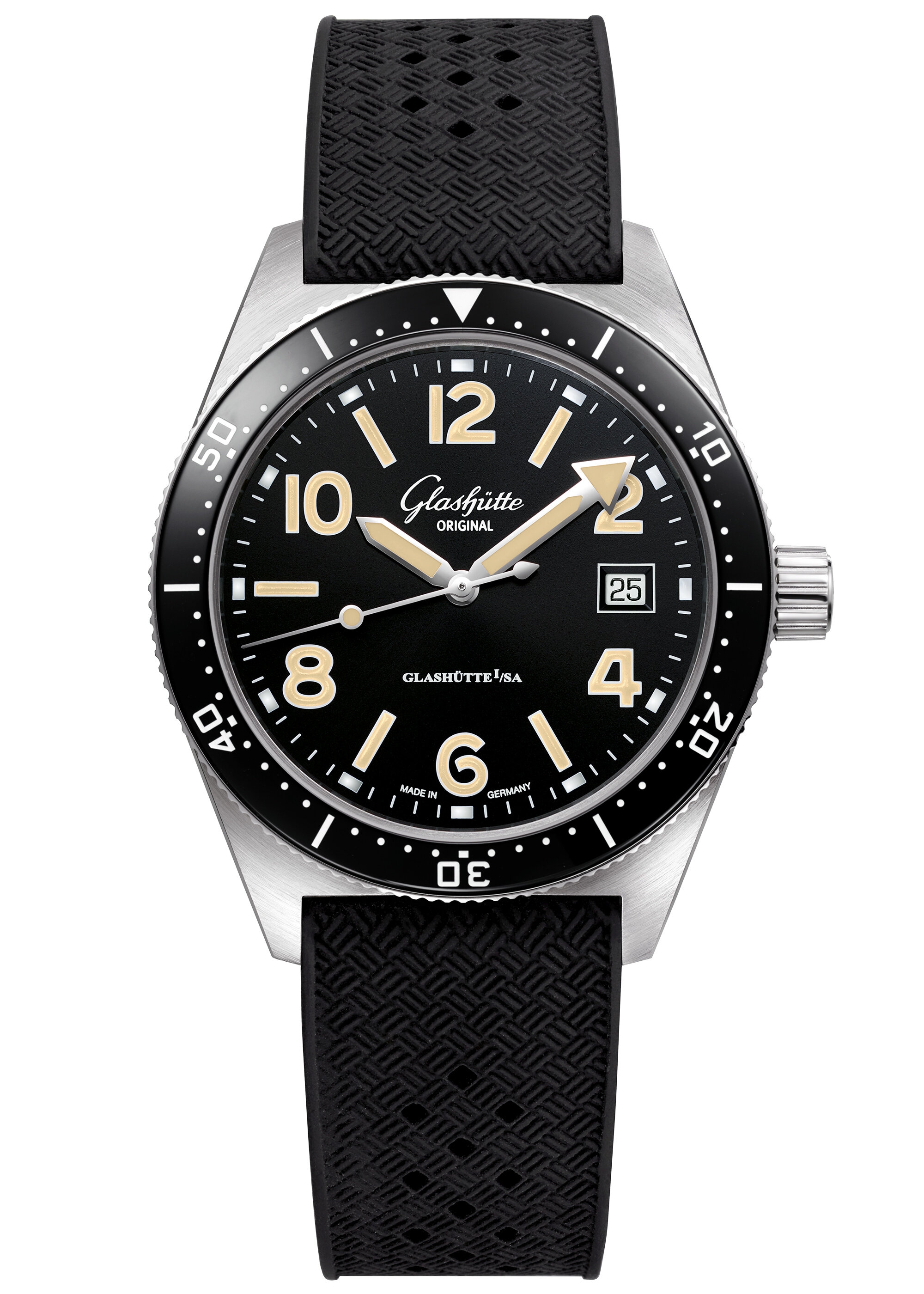 Glashütte Original 1-39-11-06-80-33 : SeaQ Date Stainless Steel / Black / Rubber - Folding