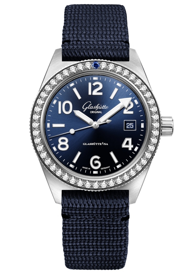 Glashütte Original 1-39-11-09-62-34 : SeaQ Date Stainless Steel / Diamond / Blue / Synthetic - Folding