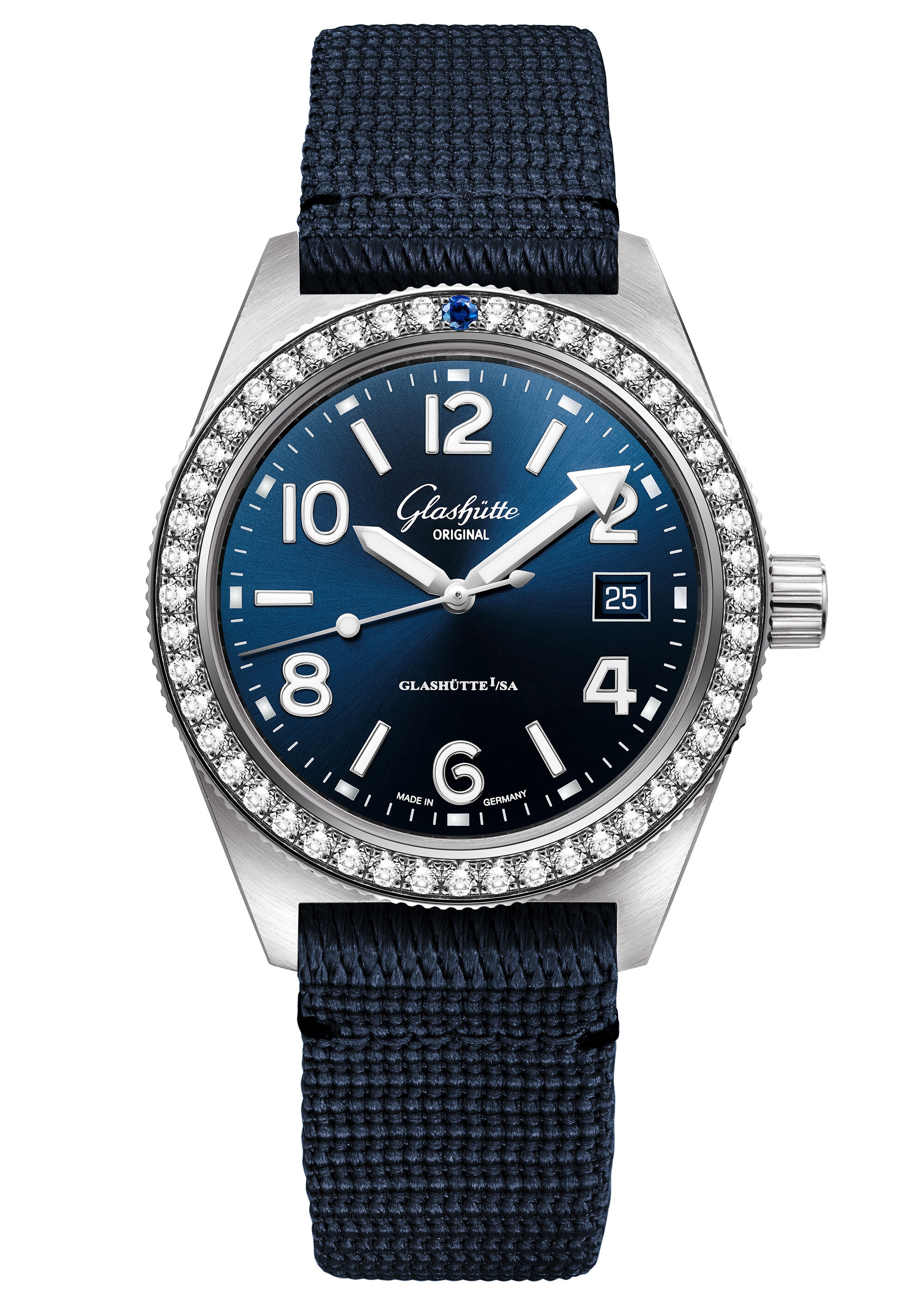 Glashütte Original 1-39-11-09-82-08 : SeaQ Date Stainless Steel / Diamond / Blue / Synthetic - Pin