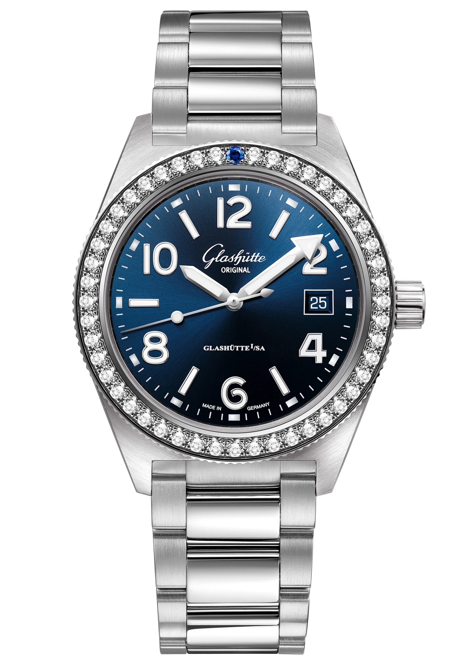 Glashütte Original 1-39-11-09-82-70 : SeaQ Date Stainless Steel / Diamond / Blue / Bracelet