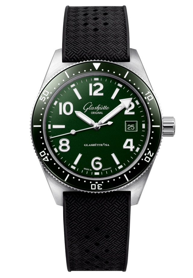 Glashütte Original 1-39-11-13-63-06 : SeaQ Date Stainless Steel / Green / Rubber - Pin