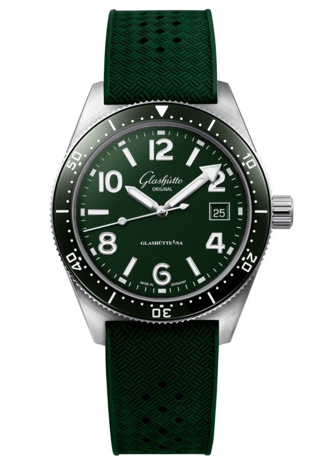 Glashütte Original 1-39-11-13-63-07 : SeaQ Date Stainless Steel / Green / Rubber - Pin
