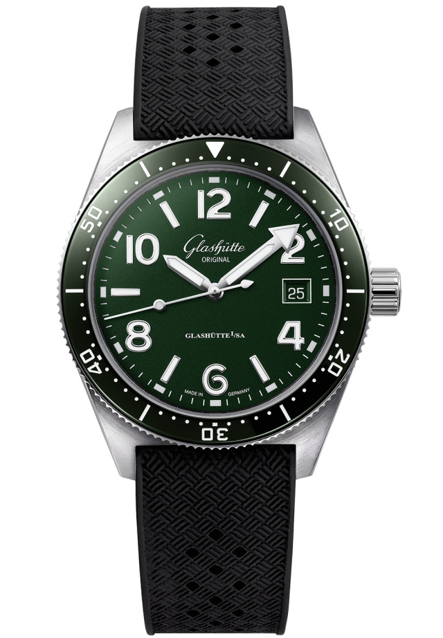 Glashütte Original 1-39-11-13-83-06 : SeaQ Date Stainless Steel / Green / Rubber - Pin