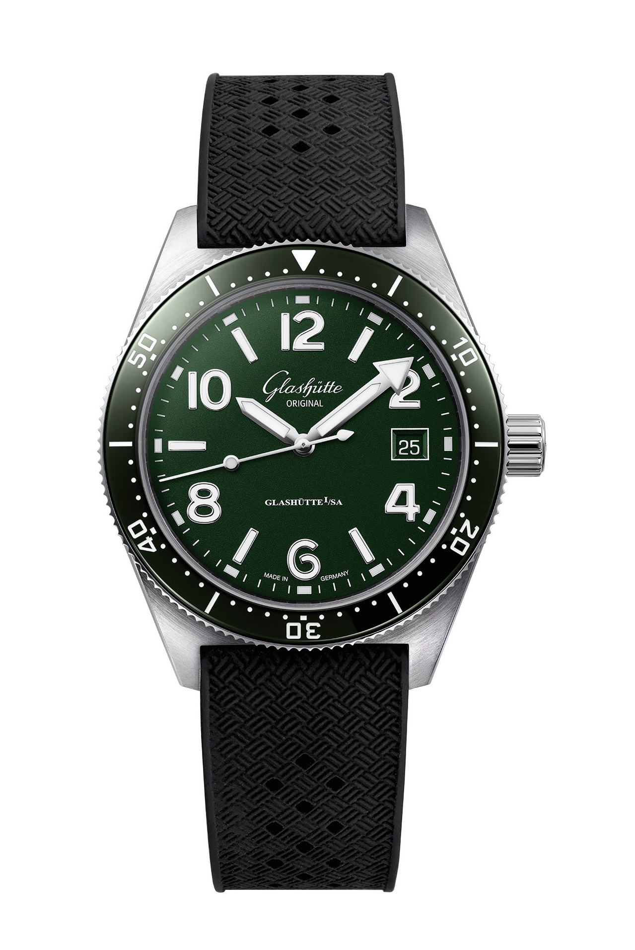 Glashütte Original 1-39-11-13-83-33 : SeaQ Date Stainless Steel / Green / Rubber - Folding
