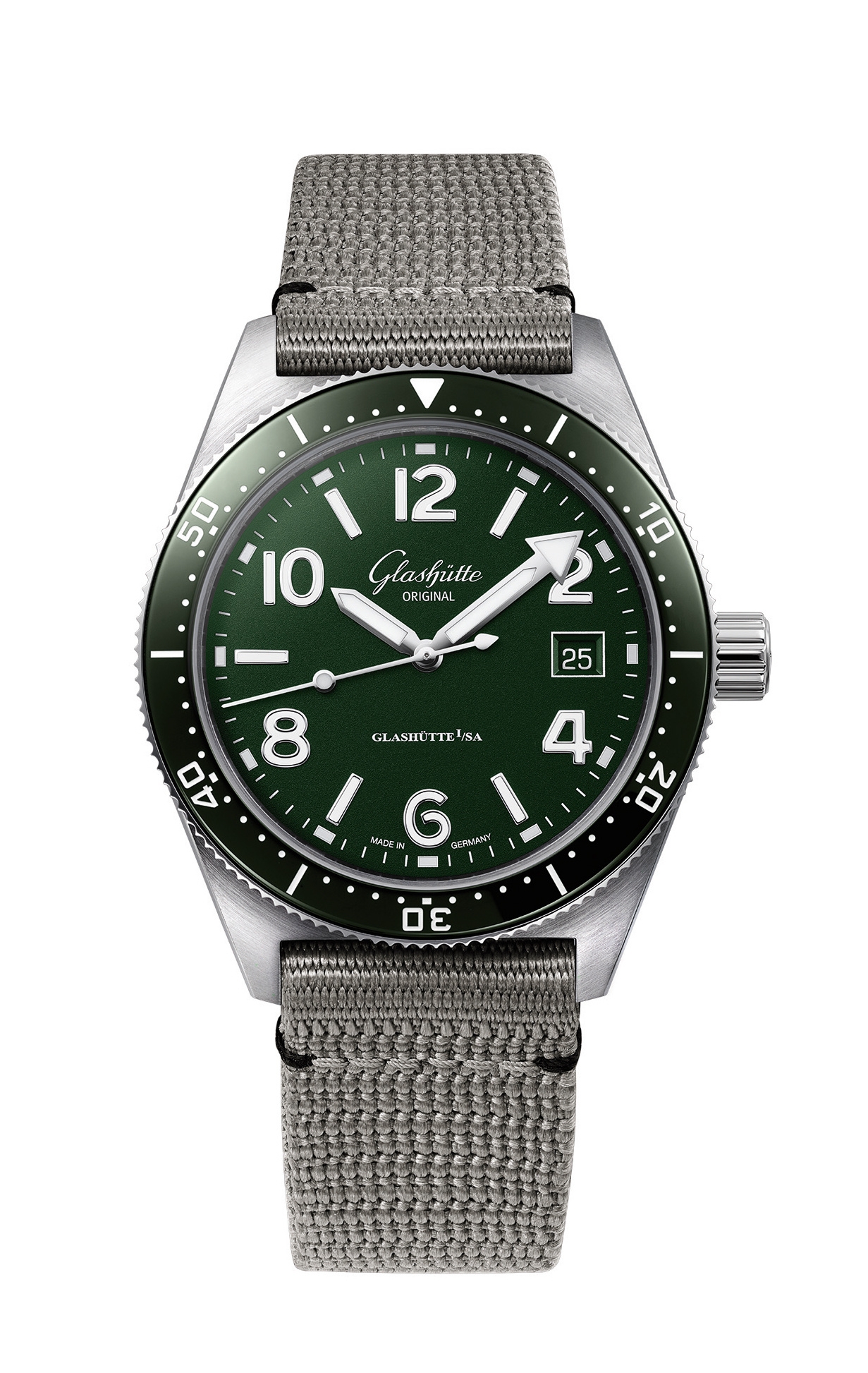Glashütte Original 1-39-11-13-83-34 : SeaQ Date Stainless Steel / Green / Synthetic - Folding