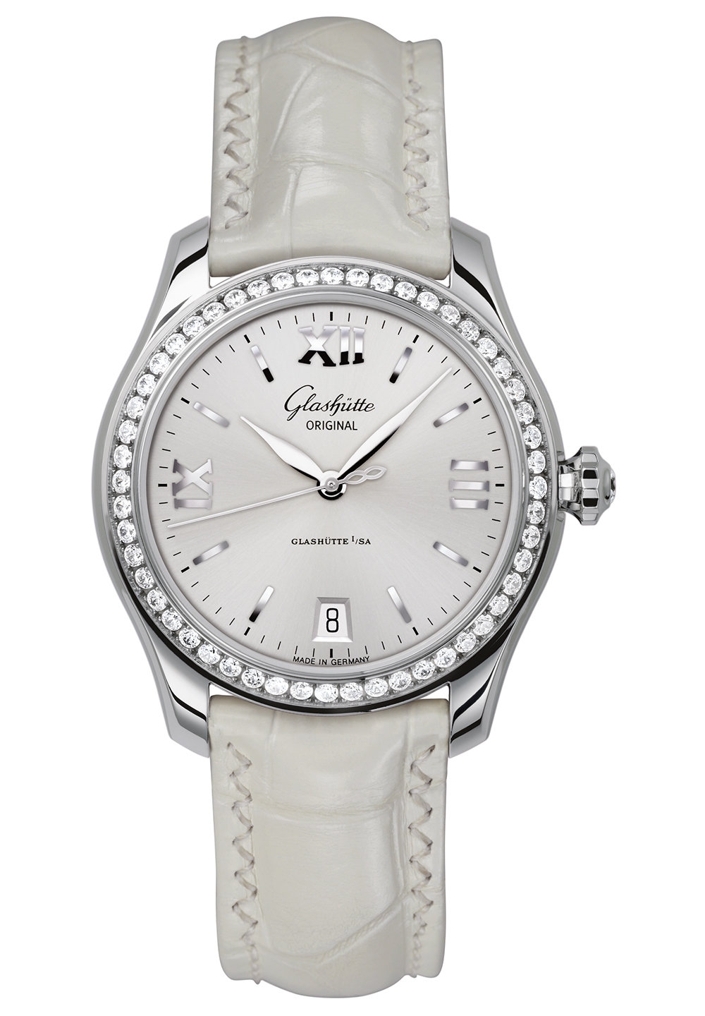 Glashütte Original 1-39-22-02-22-04 : Lady Serenade Stainless Steel / Diamond / Silver / Alligator - Folding