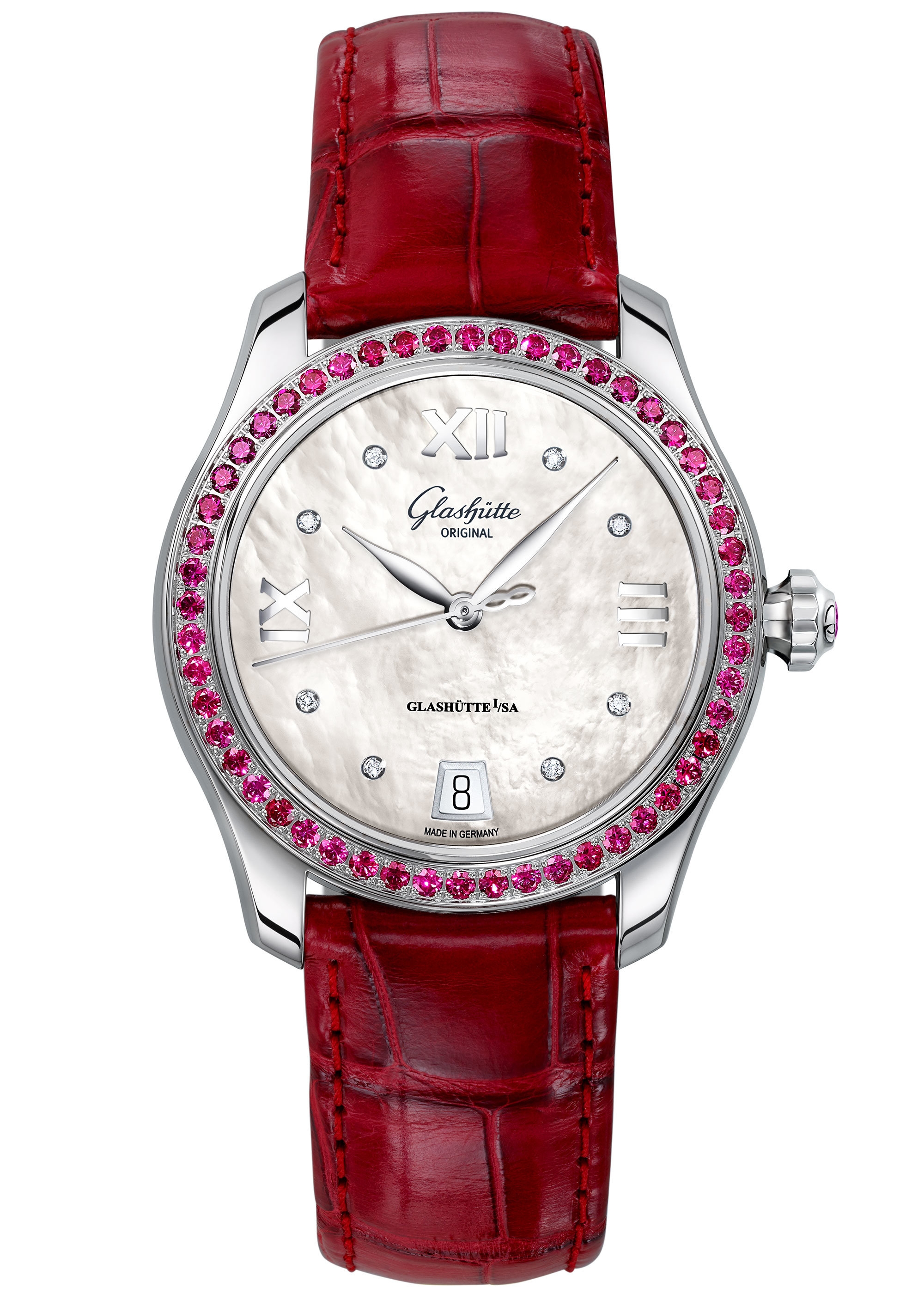 Glashütte Original 1-39-22-10-30-44 : Lady Serenade Stainless Steel / Ruby / MOP / Alligator / Pin