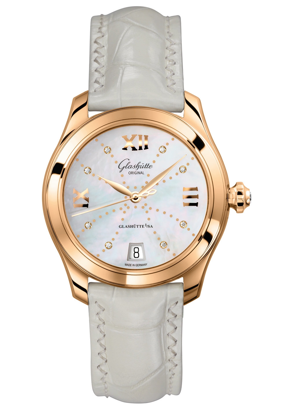 Glashütte Original 1-39-22-12-01-44 : Lady Serenade Rose Gold / MOP - Index Line / Alligator - Pin
