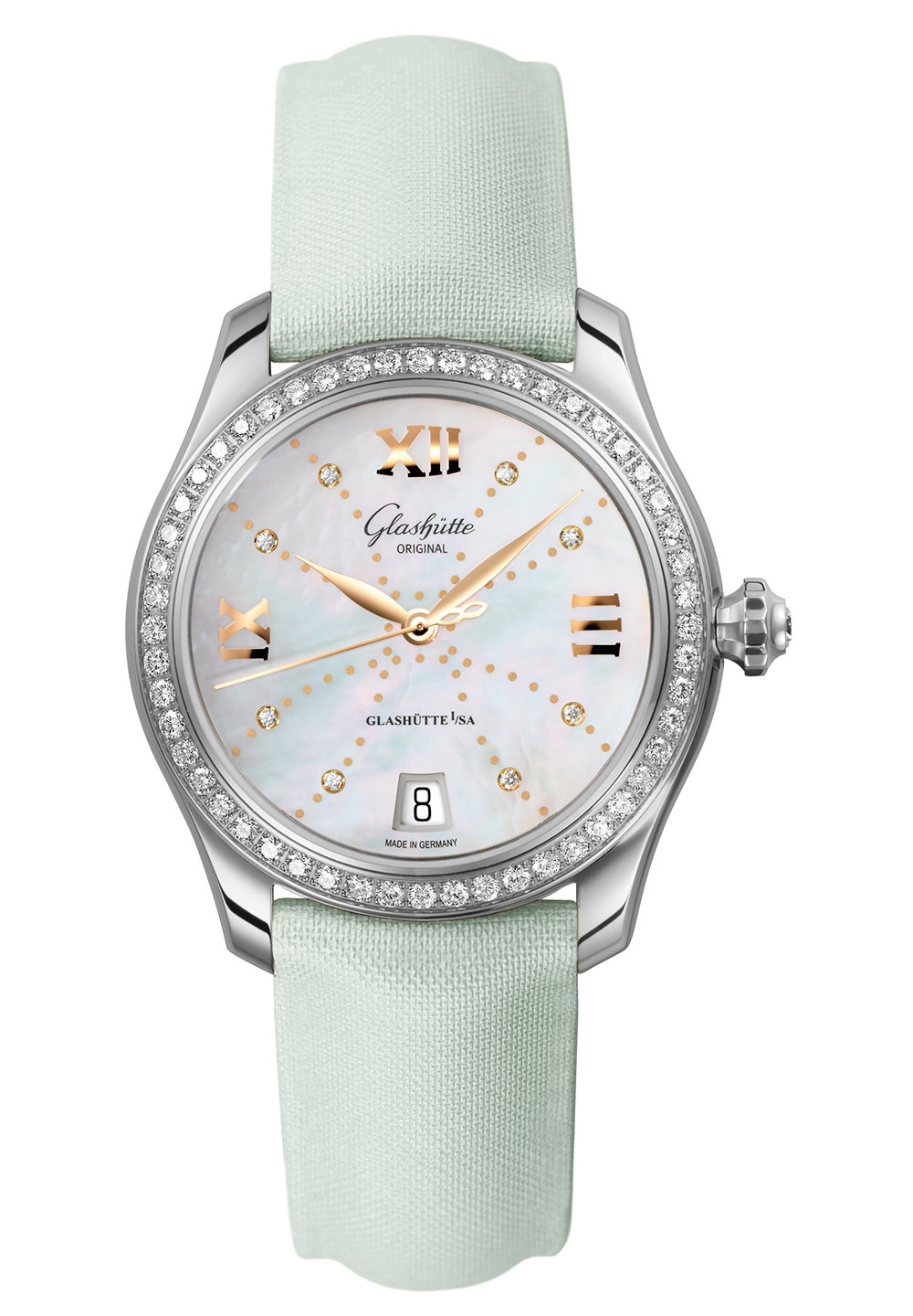 Glashütte Original 1-39-22-12-22-04 : Lady Serenade Stainless Steel / Diamond / MOP - Index Line / Satin - Folding
