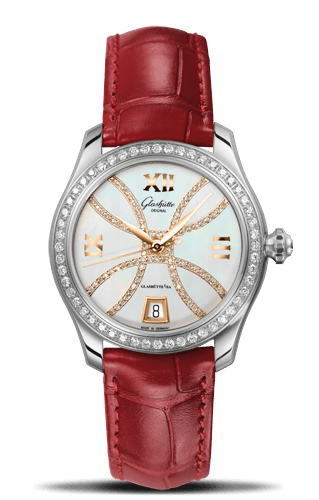 Glashütte Original 1-39-22-14-22-44 : Lady Serenade Stainless Steel / Diamond / MOP - Index Line / Alligator