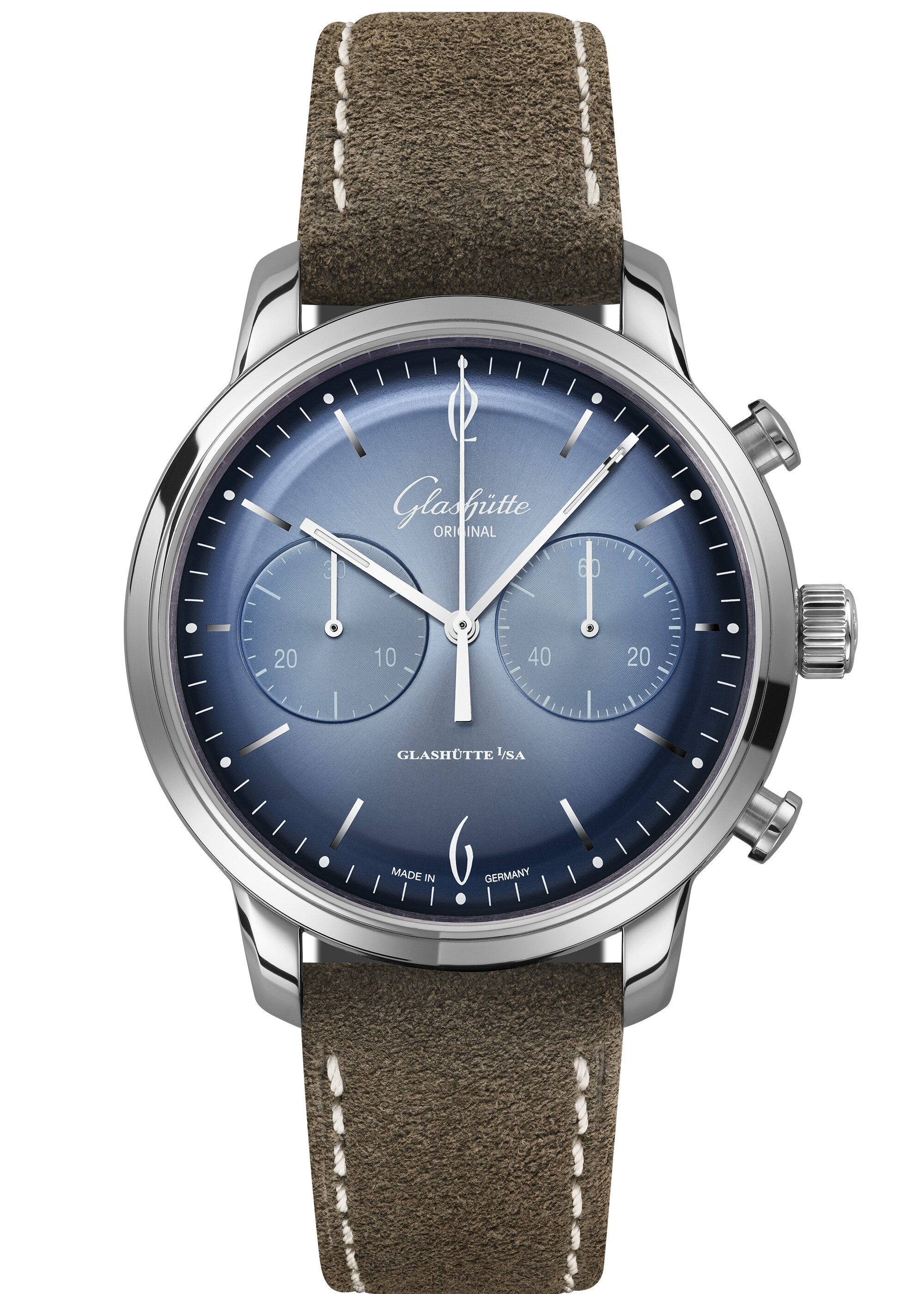 Glashütte Original 1-39-34-04-22-02 : Sixties Chronograph Stainless Steel / Glacier Blue / Pin / Annual Edition