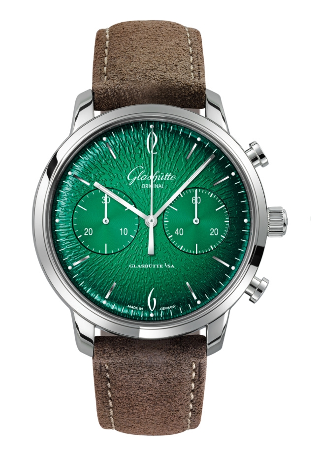 Glashütte Original 1-39-34-05-22-04 : Sixties Chronograph Stainless Steel / Green / Annual Edition