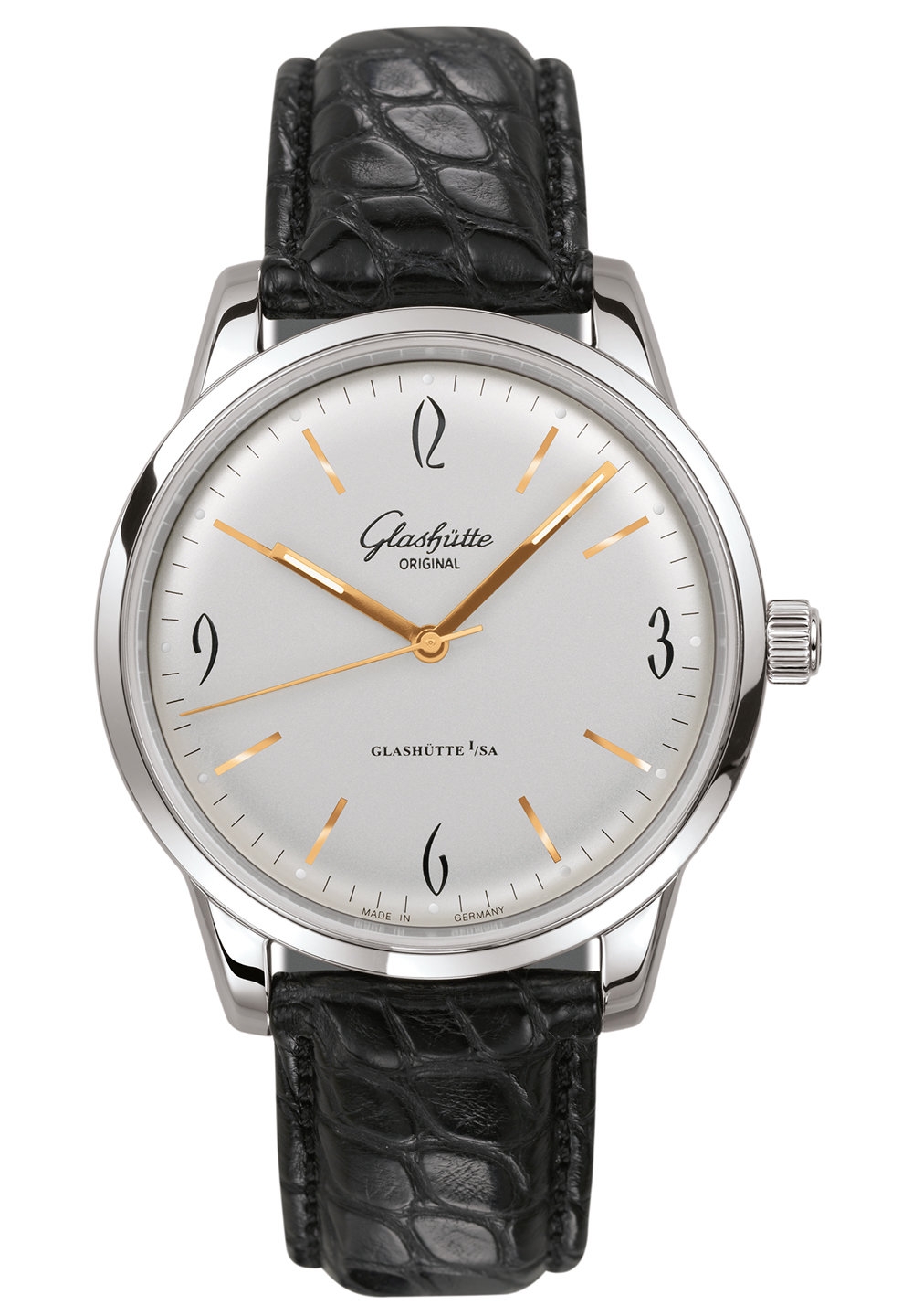 Glashütte Original 1-39-52-01-02-04 : Sixties Stainless Steel / Silver / Alligator / Pin
