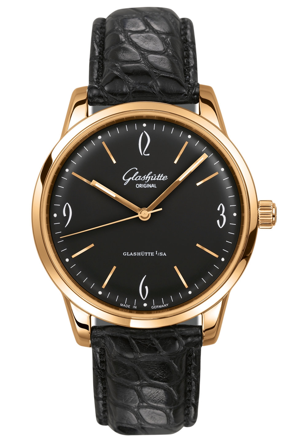 Glashütte Original 1-39-52-02-01-04 : Sixties Rose Gold / Black / Alligator / Pin