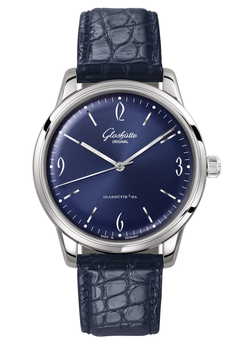 Glashütte Original 1-39-52-06-02-04 : Sixties Stainless Steel / Blue / Alligator / Pin