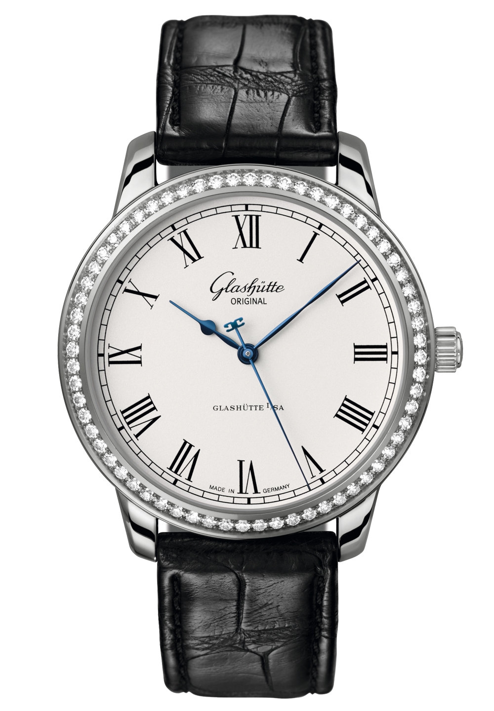 Glashütte Original 1-39-59-01-12-04 : Senator Automatic White Gold / Diamond / Silver / Alligator / Pin