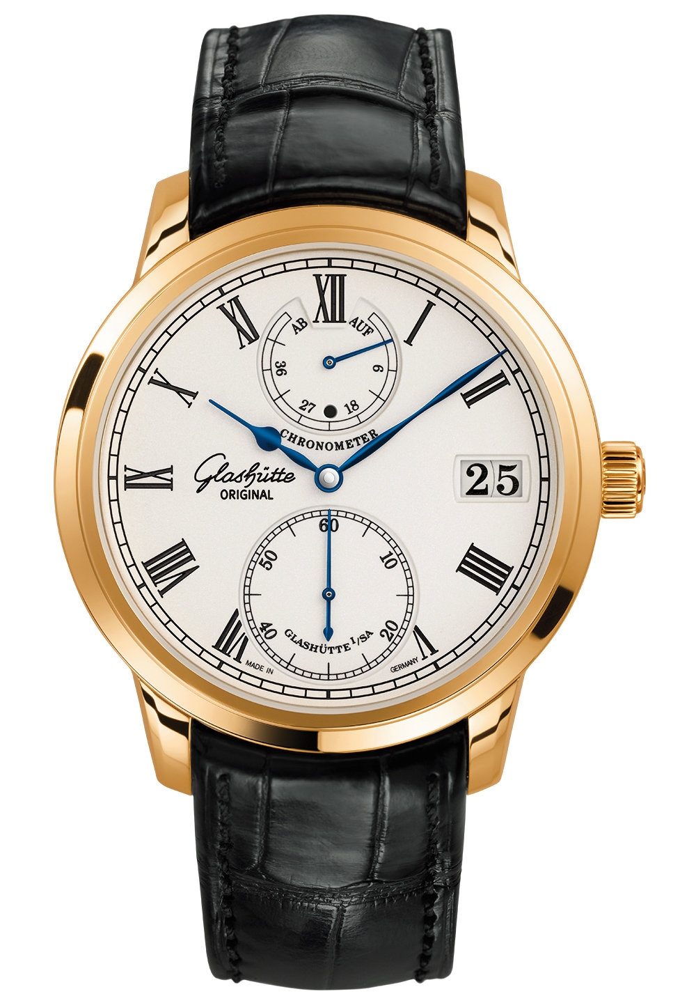 Glashütte Original 1-58-01-01-01-04 : Senator Chronometer Rose Gold / Silver / Alligator / Folding