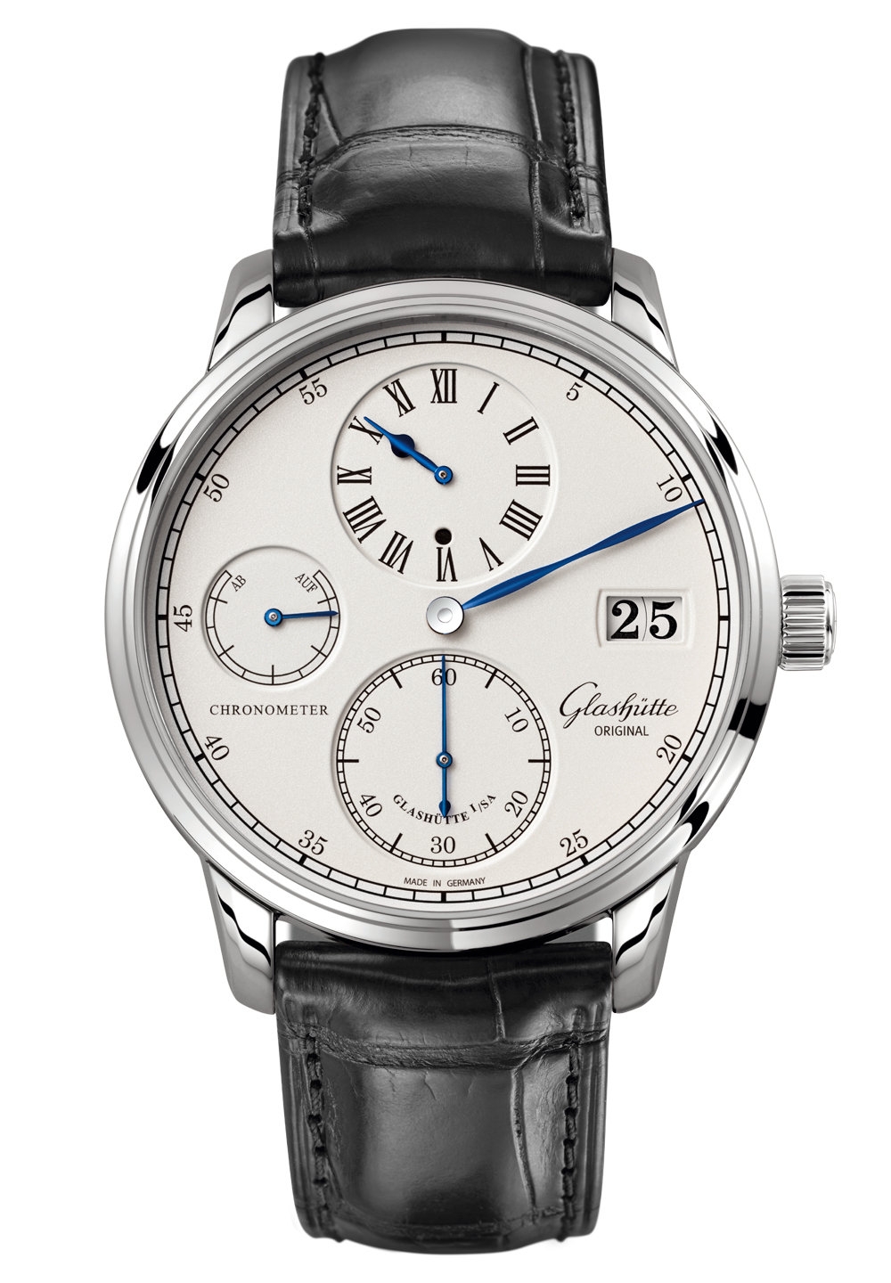 Glashütte Original 1-58-04-04-04-01 : Senator Chronometer Regulator White Gold / Silver / Alligator / Pin