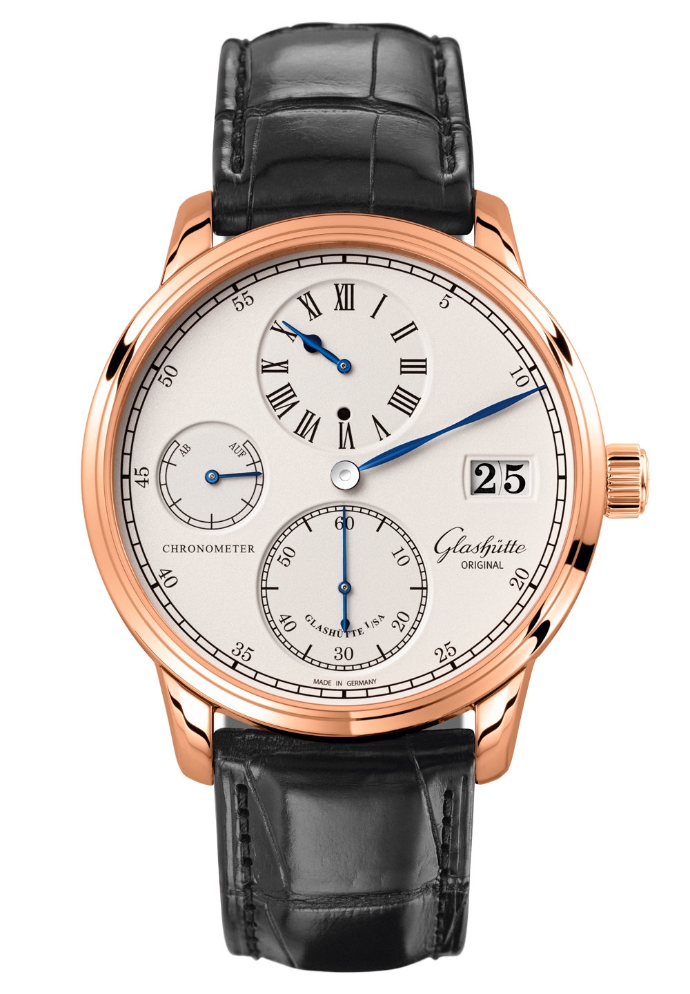 Glashütte Original 1-58-04-04-05-04 : Senator Chronometer Regulator Red Gold / Silver / Alligator / Folding