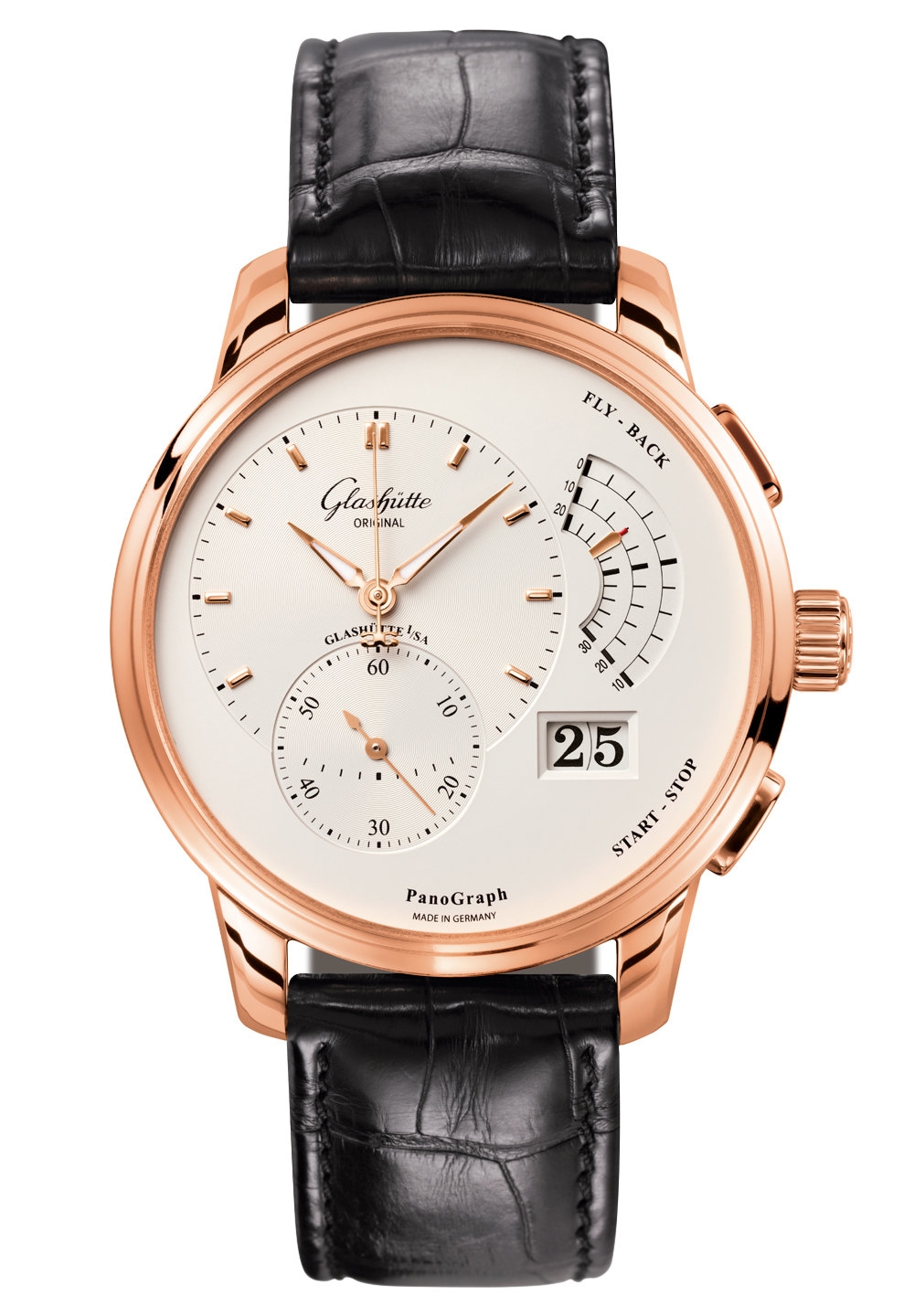 Glashütte Original 1-61-03-25-15-04 : PanoGraph Red Gold / Silver / Alligator - Folding