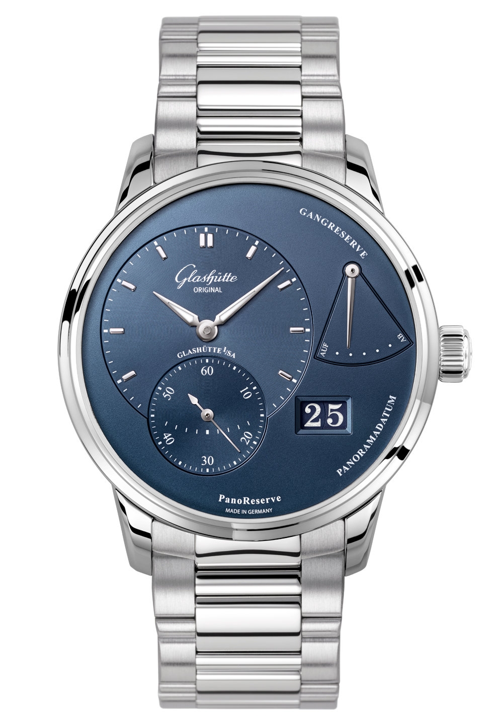 Glashütte Original 1-65-01-12-26-70 : PanoReserve Stainless Steel / Blue / Bracelet