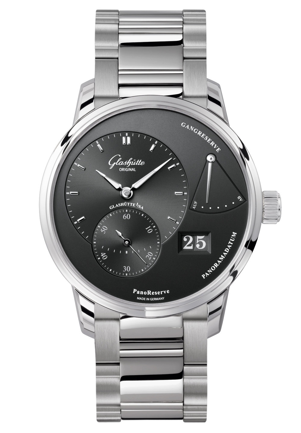 Glashütte Original 1-65-01-23-12-24 : PanoReserve Stainless Steel / Grey / Bracelet
