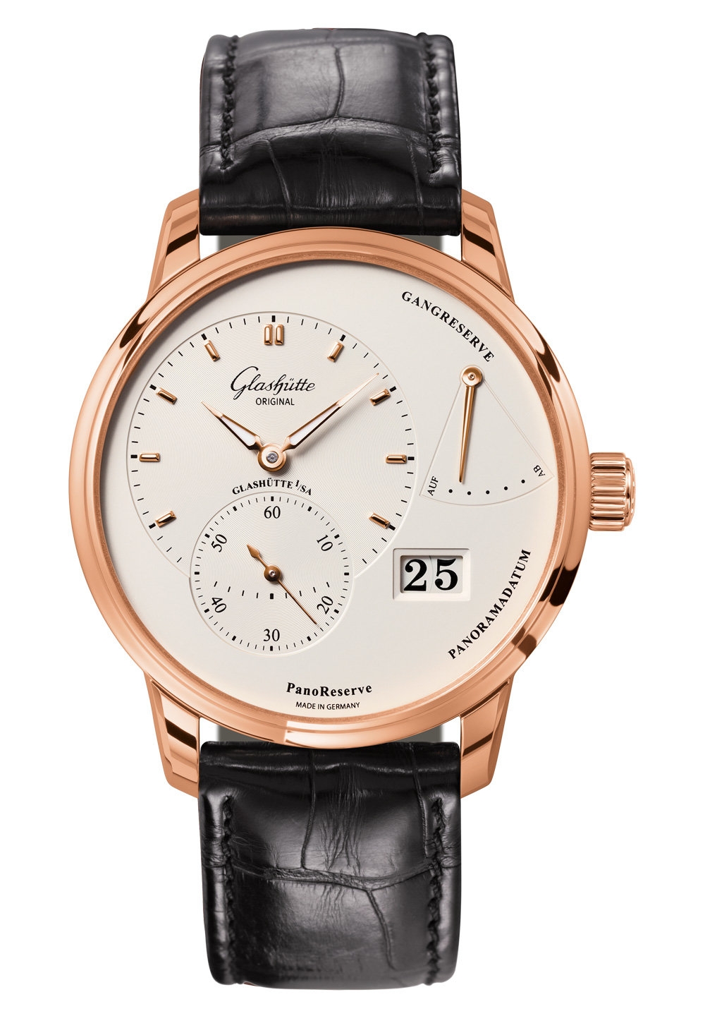 Glashütte Original 1-65-01-25-15-01 : PanoReserve Red Gold / Silver / Alligator - Pin