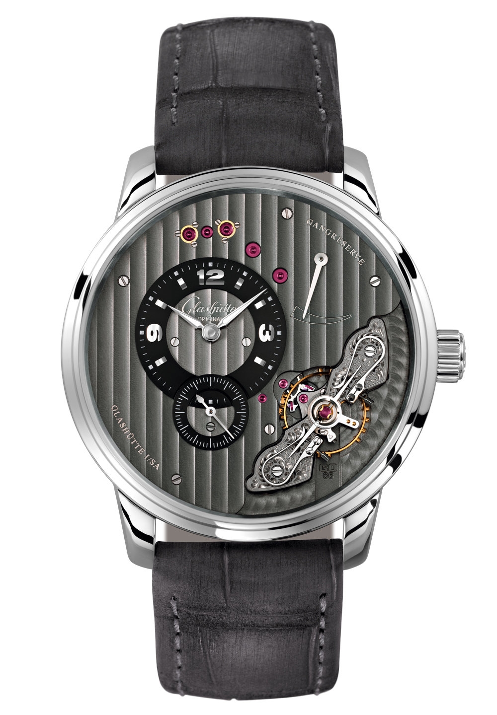 Glashütte Original 1-66-06-04-22-05 : PanoInverse Stainless Steel / Black / Alligator / Folding