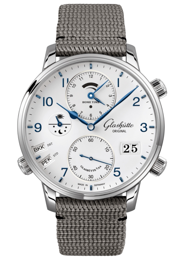 Glashütte Original 1-89-02-03-02-36 : Senator Cosmopolite Stainless Steel / Silver-Arabic / Synthetic