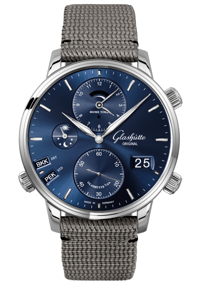 Glashütte Original 1-89-02-05-02-36 : Senator Cosmopolite Stainless Steel / Blue / Synthetic
