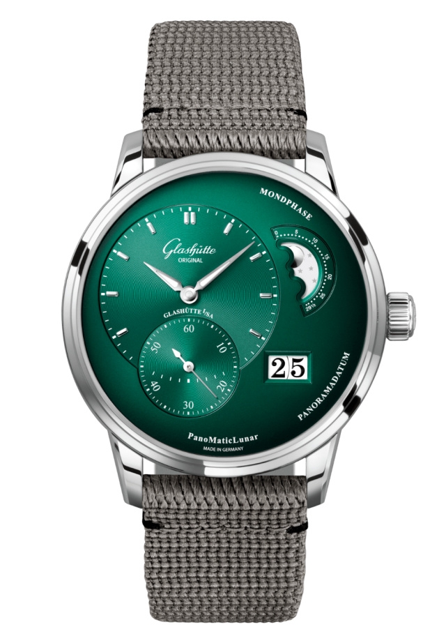 Glashütte Original 1-90-02-13-32-36 : PanoMatic Lunar Stainless Steel / Green / Synthetic