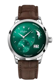 Glashütte Original 1-90-02-13-32-62 : PanoMatic Lunar Stainless Steel / Green / Nubuck - Folding