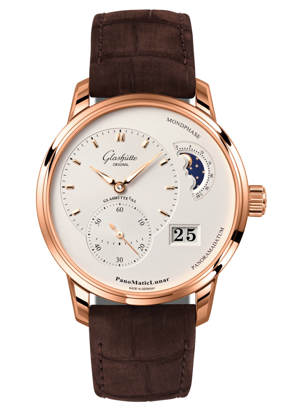 Glashütte Original 1-90-02-45-35-04 : PanoMatic Lunar Red Gold / Silver / Alligator / Folding