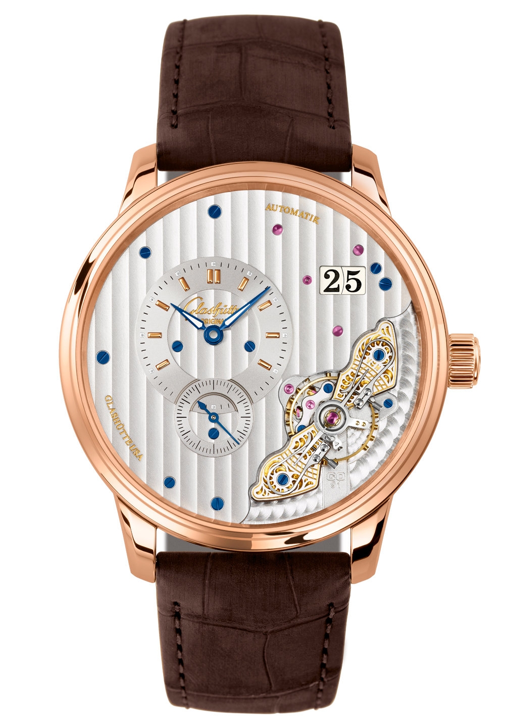 Glashütte Original 1-91-02-01-05-50 : PanoMaticInverse Red Gold / Silver / Alligator / Folding